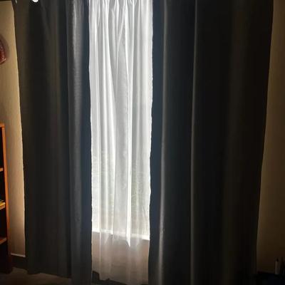 6 Gray Curtain Panels And 2 Sheer panels
