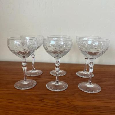 Set Of 6 Cut Crystal Champagne Glasses