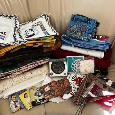 Large Lot Of Tablecloths, Napkins, Placemats, And Coasters