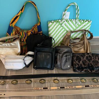 Lot 9 Purses And 4 Womens Belts 