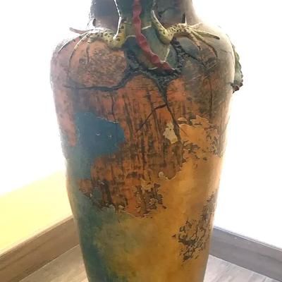 Lg. Colorful Ceramic Lizard Floor Vase