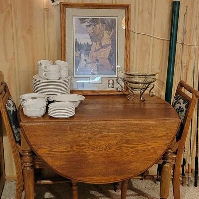 Sale Photo Thumbnail #90: Antique drop-leaf with 2 chairs