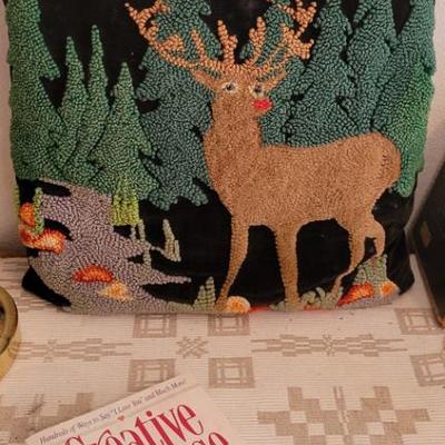 Sale Photo Thumbnail #60: Old Hand-hooked wool decorative pillow