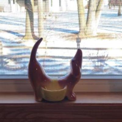 Sale Photo Thumbnail #67: Tchotchkes including a vintage dachshund dresser caddy