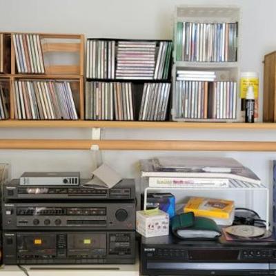 Sale Photo Thumbnail #38: SOOOOO much media, a S-O-N-Y 5 disc changer and a Technics Stereo Stack 