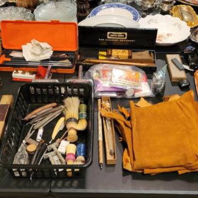 Sale Photo Thumbnail #195: Fishing Reels, vintage darts, holsters, hides and more