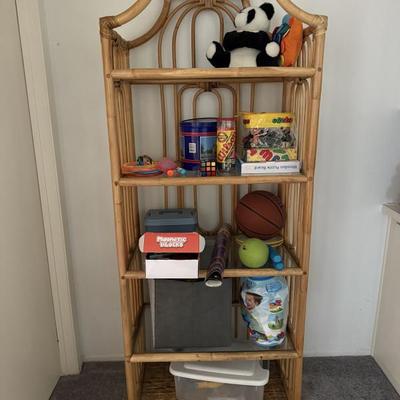 Vintage bamboo stand with glass shelving