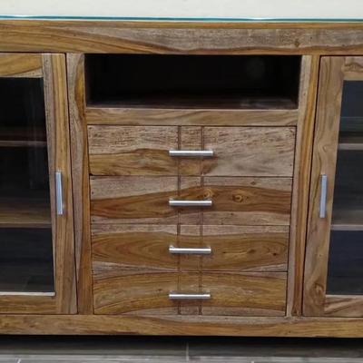 Indian Rosewood Buffet with Glass Top
