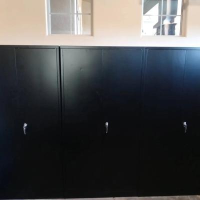 Three-Black Metal Storage Cabinets