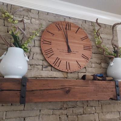 Sale Photo Thumbnail #16: large scripture clock and urns