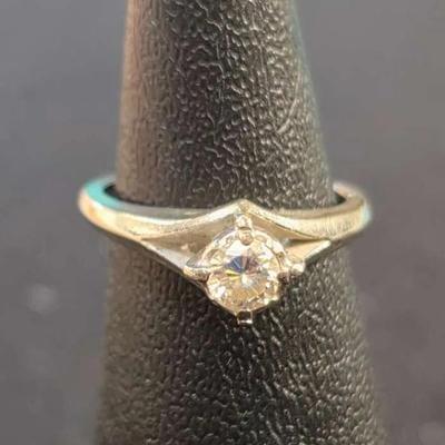 14K White Gold Artcarved Diamond Ring, Size 3 3/4