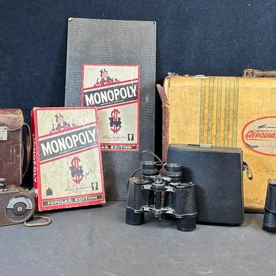 Bell & Howell Camera (1), Kodak Folding Camera (1) + Vintage Contents Of Table (4)