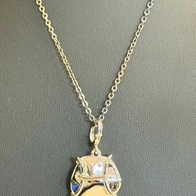 .925 Sterling Silver 'Pisces Zodiac' Charm On Steel 18” Chain 