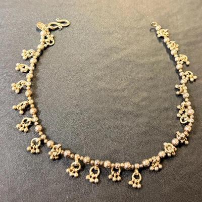 .925 Sterling Silver Dangle Bead 10” Ankle Bracelet 