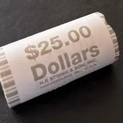 $25 Roll Of Unsearched Coin Dollars 