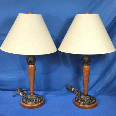 Wood & Metal Accent Table Lamps (2)