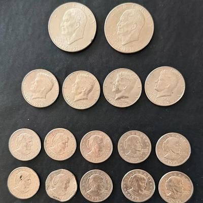 $1 Eisenhower Bicentennial’s (2), .50 Kennedy Bicentennial’s (4) + 1979 Susan B. Anthony (10) Coins