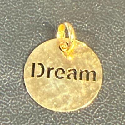 14K Gold Hammered 'Dream' Charm