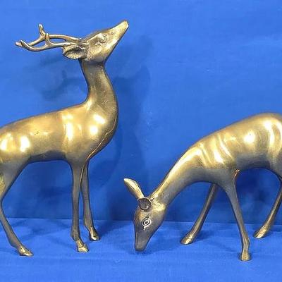 Brass Deer (2) + Bunny (2) Figurines 
