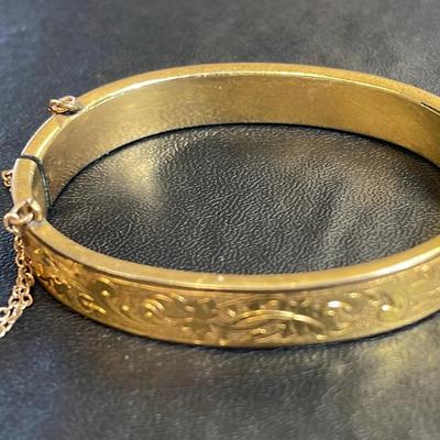 10K Gold Engraved Hinge Bracelet #5