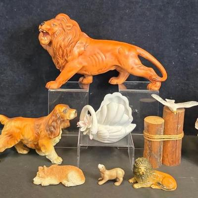 Musical Bird Figurines (2) + Assorted Animal Figurines (7)