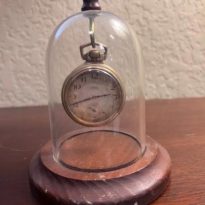 Elgin Pocket Watch in Glass Display Dome