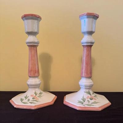 Vintage Nora Fenton Italian Ceramic Candlestick Holders