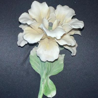 Yellow Porcelain Nuova Capodimonte Flower Figurine