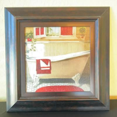 Framed Bathtub Scene Signed by Elizabeth Medley