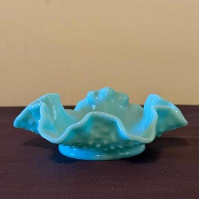Fenton Turquoise Pastel Hobnail Bonbon Candy Dish