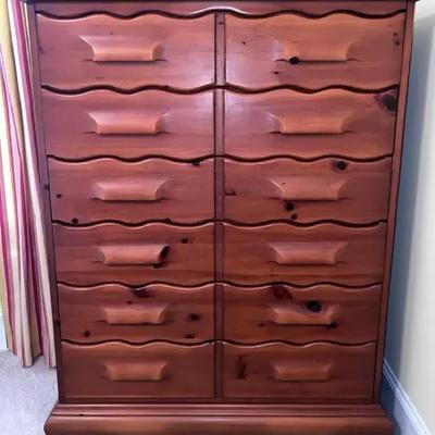 Franklin Shockey, Lexington, NC, Curved Wood Drawers Tall Dresser