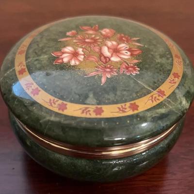 Ghedina Alabaster Stone Green Trinket Box, Made in Germany