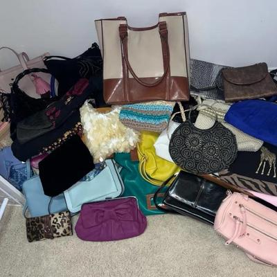 Large Lot of Purses, Bags & Clutches