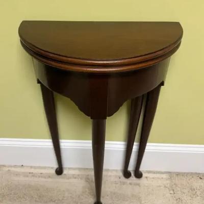 Queen Anne Style Cherry Demilune Gate Leg Occasional Table