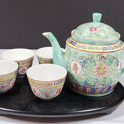 Chinese Ceramic Mun Shou Longevity Tea sst 