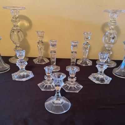 Huge Glass Candlestick Holders 