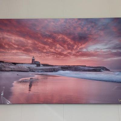 Large photo by local photographer Greg Milligan! Santa Cruz lighthouse at sunrise. 