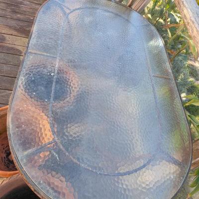 Cast iron table with glass top!