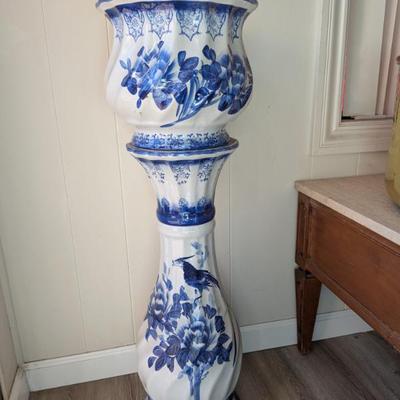 Chinoiserie 2-piece tall pedestal pot!