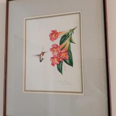 Hummingbird art signed 