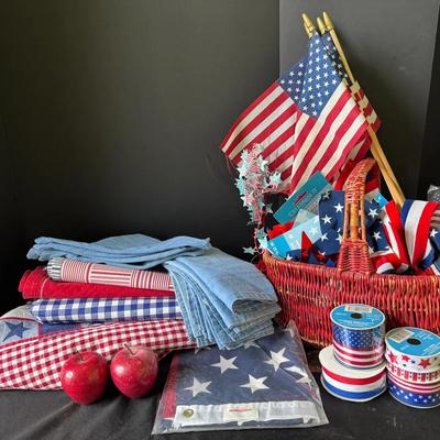 Vintage Red, White And Blue Linens