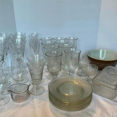 Various Glassware And Vintage Pyrex Bowl