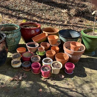 Variety Of Ceramic And Terra-Cotta Plant Pots
