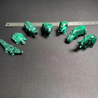 Carved Malachite Animal Figurines Collection – Crocodile/Alligator, Rhino, Lion, Hippo, Turtle & Ele