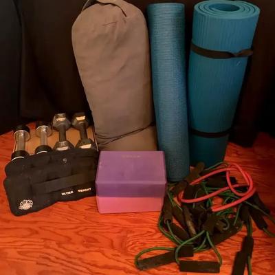 Fitness & Yoga Equipment Collection with Weights, Mats & Resistance Bands