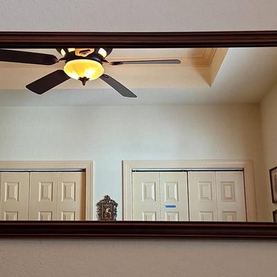 Large Rectangular Wall Mirror with Faux Wood Frame