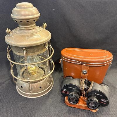 Anchor Oil Lamp, Vintage Bushnell Rangemaster Binoculars 