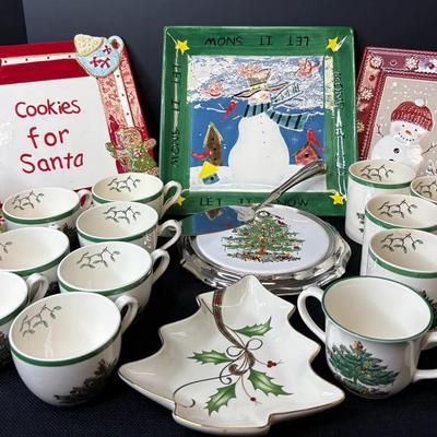 23 Piece Spode “Christmas Tree” Pattern Mugs, Tea Cups & More