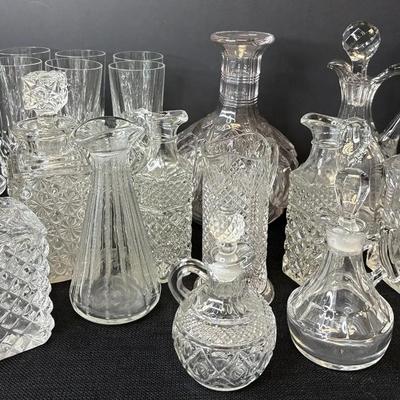 Pressed Glass Petite Decanters & Cruets