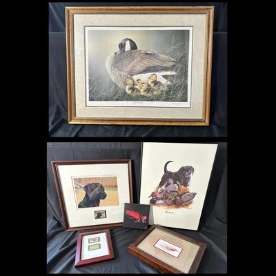 6 pieces Of Hunting And Fly Fishing Framed Art